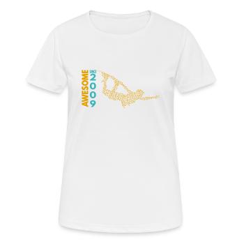 Awesome since 2009. Wakeboard Lifestyle - Frauen T-Shirt atmungsaktiv - Weiß - Vorne - AI Model Female 172 dark (172cm)