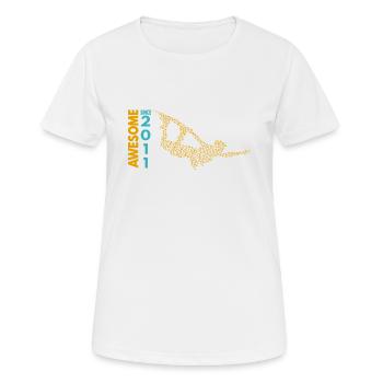 Awesome since 2011. Wakeboard Lifestyle - Frauen T-Shirt atmungsaktiv - Weiß - Vorne - AI Model Female 172 dark (172cm)