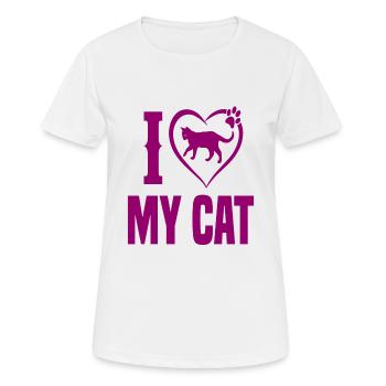 I love my cat Katze Spruch Herz Geschenk - Frauen T-Shirt atmungsaktiv - Weiß - Vorne - AI Model Female 172 dark (172cm)