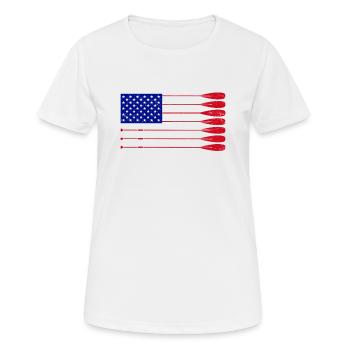 Cool Distressed Drapeau américain Rame Rame Drôle - T-shirt respirant Femme - blanc - Devant - AI Model Female 172 dark (172cm)