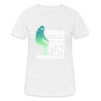 Filles Snowboard Sports d’hiver Alpes - T-shirt respirant Femme - blanc - Devant - AI Model Female 172 dark (172cm)