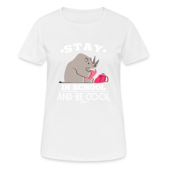 Apprendre l’école Rhino Streber - T-shirt respirant Femme - blanc - Devant - AI Model Female 172 dark (172cm)