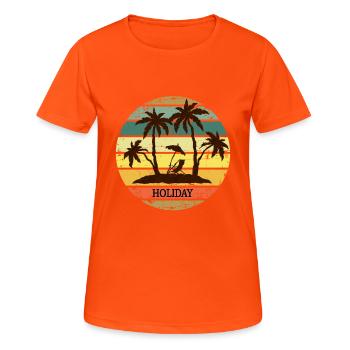 Feiertag - Frauen T-Shirt atmungsaktiv - Neonorange - Vorne - AI Model Female 172 dark (172cm)
