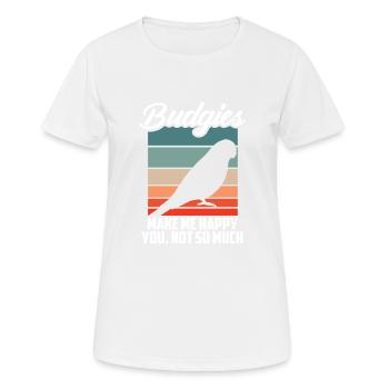 Les perruches me rendent heureux - T-shirt respirant Femme - blanc - Devant - AI Model Female 172 dark (172cm)