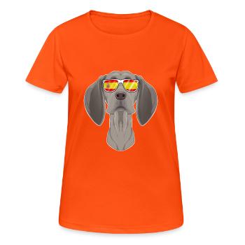 Weimaraner I Spain Sunglasses I Spanish Flag - Frauen T-Shirt atmungsaktiv - Neonorange - Vorne - AI Model Female 172 dark (172cm)