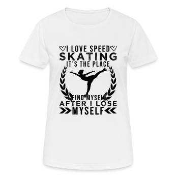 J’aime le patinage de vitesse Citation de patinage de vitesse - T-shirt respirant Femme - blanc - Devant - AI Model Female 172 dark (172cm)