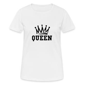 QUEEN - Partnershirt - Beziehung - King und Queen - Frauen T-Shirt atmungsaktiv - Weiß - Vorne - AI Model Female 172 dark (172cm)