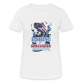 Angler - Frauen T-Shirt atmungsaktiv - Weiß - Vorne - AI Model Female 172 dark (172cm)