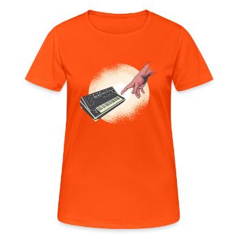 Ingénieur du son Synthesizer Art - T-shirt respirant Femme - orange néon - Devant - AI Model Female 172 dark (172cm)