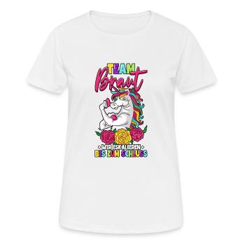 Team Braut wir eskalieren bis zum Schluss - Frauen T-Shirt atmungsaktiv - Weiß - Vorne - AI Model Female 172 dark (172cm)