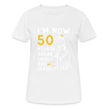 Femme 50ème anniversaire 50 ans B-Day - T-shirt respirant Femme - blanc - Devant - AI Model Female 172 dark (172cm)