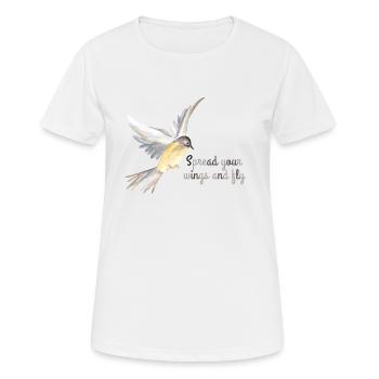 Déployez vos ailes et volez l’oiseau hirondelle - T-shirt respirant Femme - blanc - Devant - AI Model Female 172 dark (172cm)