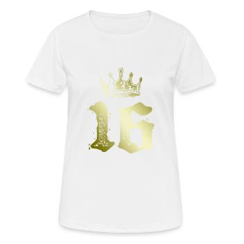 16 Zahl Krone - Frauen T-Shirt atmungsaktiv - Weiß - Vorne - AI Model Female 172 dark (172cm)