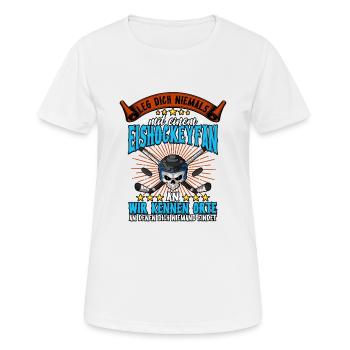 Eishockey - Frauen T-Shirt atmungsaktiv - Weiß - Vorne - AI Model Female 172 dark (172cm)