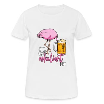 Es Eskaliert Eh Flamingo Bier Disko Festival - Frauen T-Shirt atmungsaktiv - Weiß - Vorne - AI Model Female 172 dark (172cm)