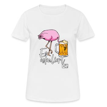 Es Eskaliert Eh Flamingo Bier Disko Festival - Frauen T-Shirt atmungsaktiv - Weiß - Vorne - AI Model Female 172 dark (172cm)