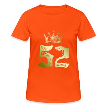 52 Couronne numérique - T-shirt respirant Femme - orange néon - Devant - AI Model Female 172 dark (172cm)