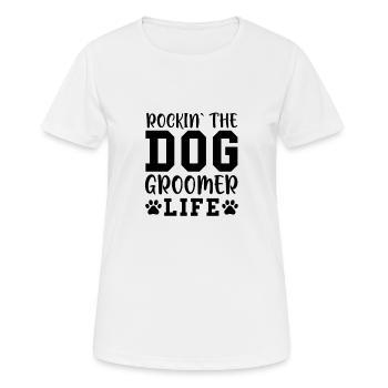 Dog Dog Groomer Scissors Dog groomer Dog Salon - Women's Breathable T-Shirt - white - Front - AI Model Female 172 dark (172cm)