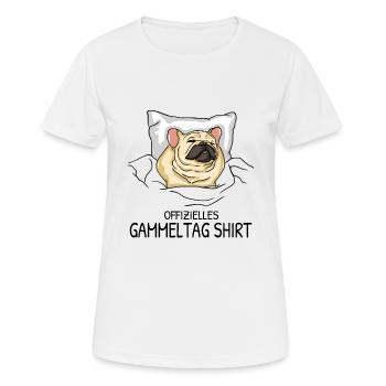 Offizielles Gammeltag Bulldogge Fan Schlafshirt - Frauen T-Shirt atmungsaktiv - Weiß - Vorne - AI Model Female 172 dark (172cm)