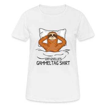 Offizielles Gammeltag Faultier Fan Schlafshirt - Frauen T-Shirt atmungsaktiv - Weiß - Vorne - AI Model Female 172 dark (172cm)