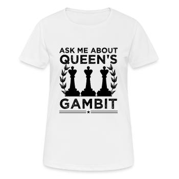 Ask Me About Queen's Gambit Chess Opening - Women's Breathable T-Shirt - white - Front - AI Model Female 172 dark (172cm)