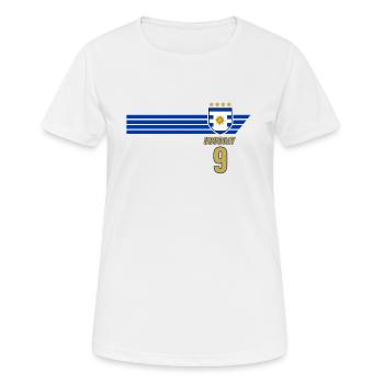Uruguay Urus La Celeste Fußball Fan Trikot - Frauen T-Shirt atmungsaktiv - Weiß - Vorne - AI Model Female 172 dark (172cm)