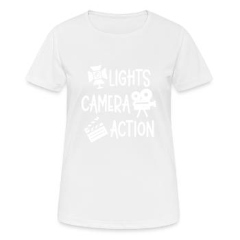 Lights Camera Action Movie Maker Film Director - Women's Breathable T-Shirt - white - Front - AI Model Female 172 dark (172cm)