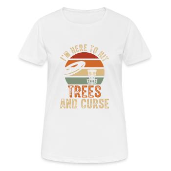 I'm here to play Trees Disc Golf Vintage Ultimate - Women's Breathable T-Shirt - white - Front - AI Model Female 172 dark (172cm)