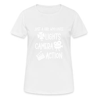 Girl Illuminated Camera Action Movie Maker Girl - Women's Breathable T-Shirt - white - Front - AI Model Female 172 dark (172cm)