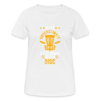 Old Women Disc Golf Vintage Ultimate Frisbee - Women's Breathable T-Shirt - white - Front - AI Model Female 172 dark (172cm)