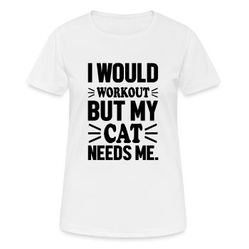 Katze Spruch Sport Mietze - Frauen T-Shirt atmungsaktiv - Weiß - Vorne - AI Model Female 172 dark (172cm)