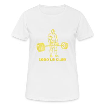 1000 Pfund Club Muscle Strong Men Gym Workout - Frauen T-Shirt atmungsaktiv - Weiß - Vorne - AI Model Female 172 dark (172cm)