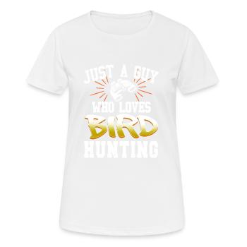 Vintage Just A Guy Who Loves Bird Hunting Tee - Frauen T-Shirt atmungsaktiv - Weiß - Vorne - AI Model Female 172 dark (172cm)