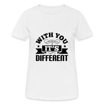 Avec vous, c’est différent - T-shirt respirant Femme - blanc - Devant - AI Model Female 172 dark (172cm)