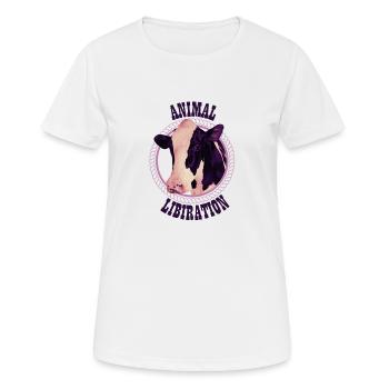 Tierbefreiung Vieh Veganer Kuh Nicht Essen - Frauen T-Shirt atmungsaktiv - Weiß - Vorne - AI Model Female 172 dark (172cm)