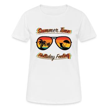 Heure d’été - Sentiment de vacances - T-shirt respirant Femme - blanc - Devant - AI Model Female 172 dark (172cm)