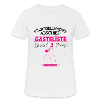 Gästebuch Junggesellinnenabschied Team Braut - Frauen T-Shirt atmungsaktiv - Weiß - Vorne - AI Model Female 172 dark (172cm)