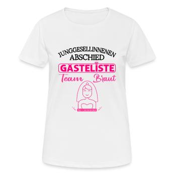 Gästebuch Junggesellinnenabschied Team Braut - Frauen T-Shirt atmungsaktiv - Weiß - Vorne - AI Model Female 172 dark (172cm)