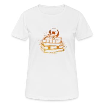 Crâne sur les livres - Dark Academia - T-shirt respirant Femme - blanc - Devant - AI Model Female 172 dark (172cm)