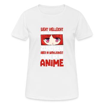 Anime Spruch Weeb Otaku - Frauen T-Shirt atmungsaktiv - Weiß - Vorne - AI Model Female 172 dark (172cm)