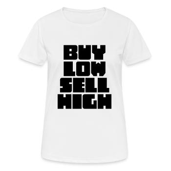 Acheter Low Sell High Funny Trading Investisseur Crypto - T-shirt respirant Femme - blanc - Devant - AI Model Female 172 dark (172cm)