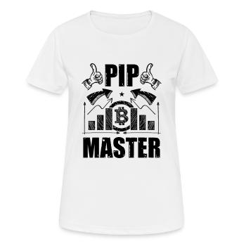 Pip Master Funny Forex Trading Crypto BTC Quote - Women's Breathable T-Shirt - white - Front - AI Model Female 172 dark (172cm)