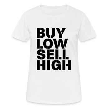 Acheter Low Sell High Funny Trading Investisseur Crypto - T-shirt respirant Femme - blanc - Devant - AI Model Female 172 dark (172cm)