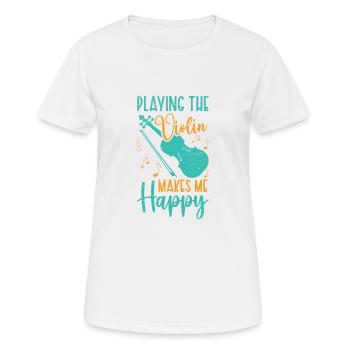 Violine Macht Mich Glücklich Geigenmusiker Musik - Frauen T-Shirt atmungsaktiv - Weiß - Vorne - AI Model Female 172 dark (172cm)