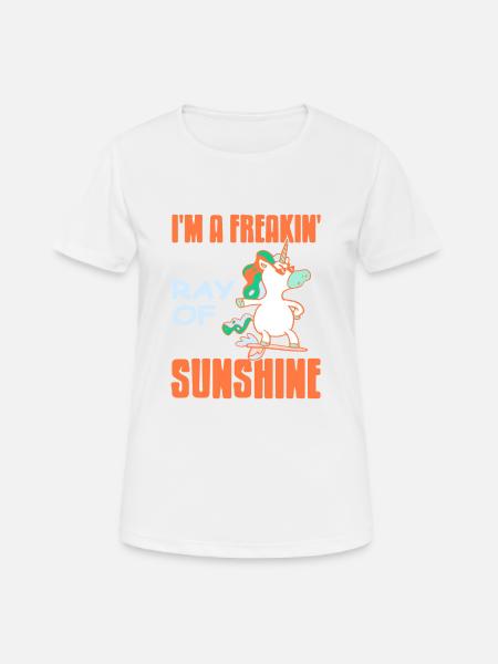 I'm A Freaking' Ray Of Sunshine Cool Unicorn - Dame T-shirt svedtransporterende - hvid