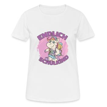 Endlich Schulkind Endlich Schulkind Geschenk Inspi - Frauen T-Shirt atmungsaktiv - Weiß - Vorne - AI Model Female 172 dark (172cm)