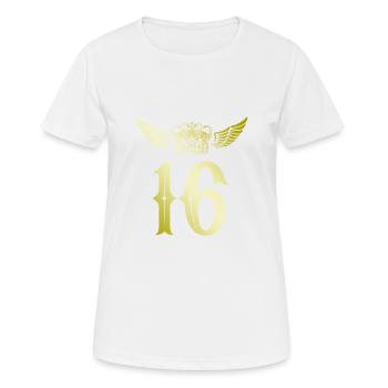 16 Zahl Krone - Frauen T-Shirt atmungsaktiv - Weiß - Vorne - AI Model Female 172 dark (172cm)