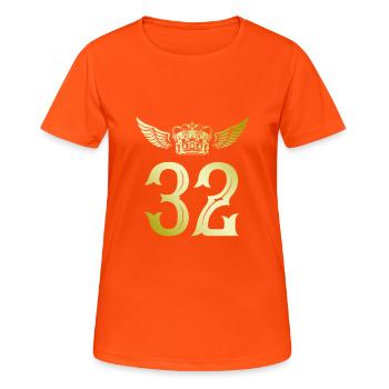 32 Couronne numérique - T-shirt respirant Femme - orange néon - Devant - AI Model Female 172 dark (172cm)