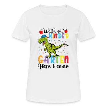 Hey kids, I'm coming, dinos, to school - Women's Breathable T-Shirt - white - Front - AI Model Female 172 dark (172cm)