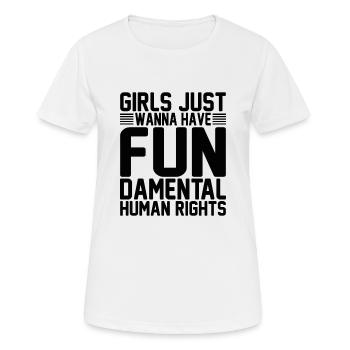 Mädchen wollen nur Menschenrechte haben - Frauen T-Shirt atmungsaktiv - Weiß - Vorne - AI Model Female 172 dark (172cm)